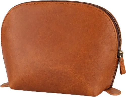 Neceser de cuero genuino para hombres y mujeres, bolsa de maquillaje de cuero, organizador de kit de viaje con cremallera YKK, estuche de cosméticos