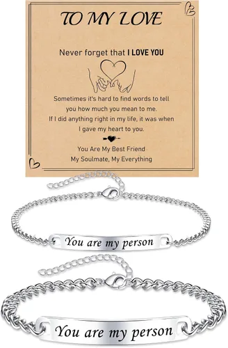 Miniatura 12 de Pulseras a juego, pulseras de pareja, regalos de aniversario para él y ella, novio y novia, pulseras de acero inoxidable, joyería de relación