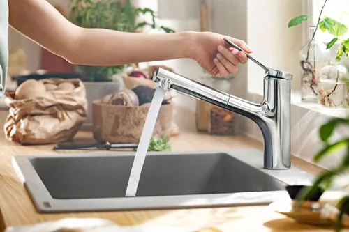 Miniatura 4 de hansgrohe Zesis Grifo de cocina monocontrol cromado, llaves de cocina con pulverizador extraíble, llave para fregadero de cocina, cromado 74810001