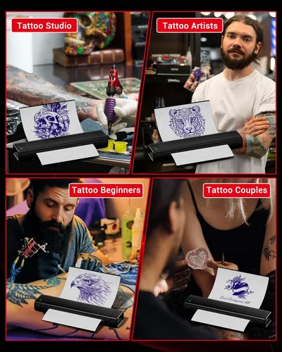 Miniatura 2 de COLORWING M08F - Impresora inalámbrica portátil de plantillas de tatuajes, máquina térmica sin tinta Bluetooth para plantillas de tatuajes con 10