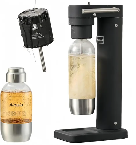 Miniatura 8 de Carbonata cualquier bebida Airosia - Máquina para hacer agua con gas de acero inoxidable 304, máquina carbonatadora con botellas sin BPA (1 L+0.5 L)