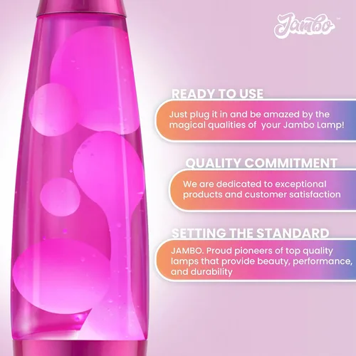 Miniatura 6 de JAMBO Hermosa Lámpara de 16 pulgadas - Rosa con Cera Blanca/Rosa, Luz Líquida Relajante, Luz Nocturna, Decoración del Hogar Sala de Estar Oficina