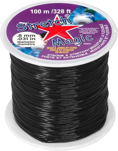 Miniatura 8 de Cordón elástico para cuentas Stretch Magic – Color negro, 0.8 mm de diámetro, 100 metros (328 pies) – Cuerda fácil de anudar, fuerte y elástica
