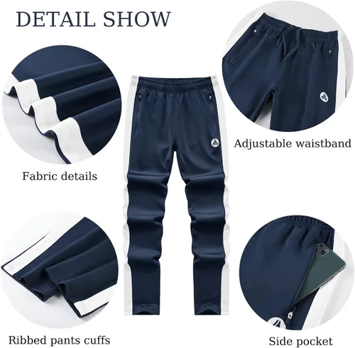 Miniatura 5 de ANOTWENER Trajes deportivos de 2 piezas para hombre, cuello alto, manga larga con bolsillos laterales dobles, chaqueta y pantalones deportivos
