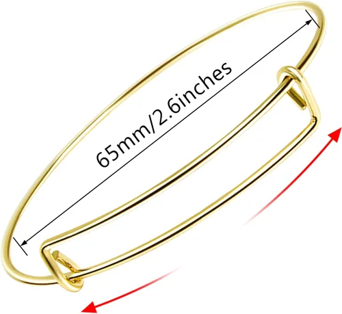 Miniatura 2 de UPINS 60 pulseras extensibles de alambre ajustable en blanco pulseras para mujeres DIY joyería fabricación, Metal Alambre de acero, Dorado