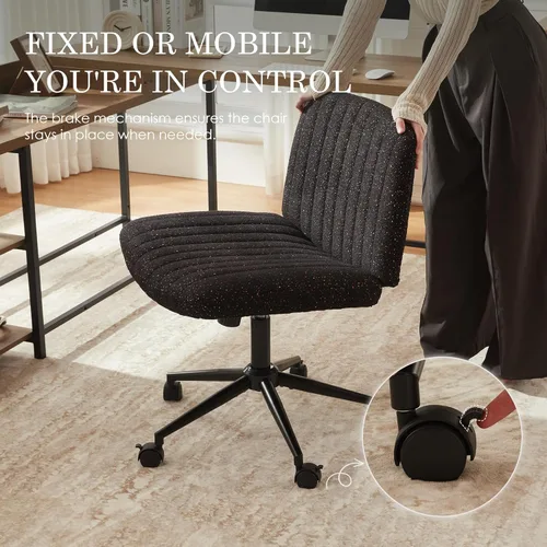 Miniatura 6 de Dowinx Criss Cross Chair with Wheels, Preminum Fabric and Pocket Spring Cushion, Adjustable Swivel Wide Seat Computer Chair, Morden Design Vanity