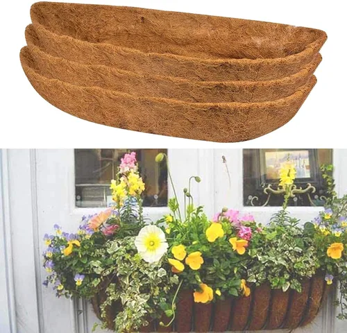 3 paquetes de forro de repuesto de fibra de coco, forros de coco para caja de ventana/maceta colgante, maceta de fibra de coco, maceta de flores de