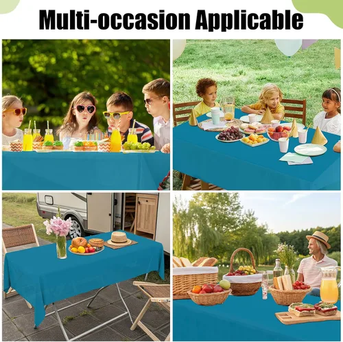 Miniatura 7 de Smiry - Juego de 6 manteles desechables, 54 x 78 pulgadas, manteles impermeables rectangulares para fiestas, cubierta de mesa de plástico