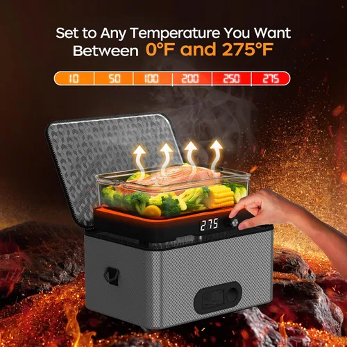 Miniatura 2 de Horno portátil, 12 V, 24 V, 110 V-240 V, calentador de alimentos para automóvil, portátil, mini horno personal, lonchera eléctrica con calefacción