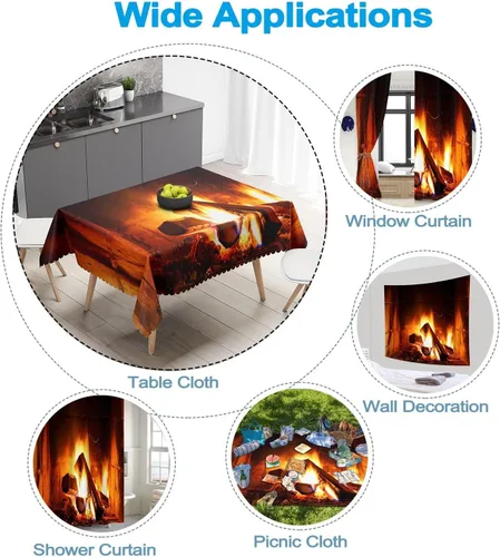 Miniatura 6 de Telón de fondo de leña ardiente de 5 x 3 pies, chimenea ardiente, fuego ardiente, bosques en llamas, fondo cálido, fotografía, invierno, camping