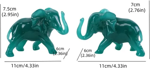 Miniatura 2 de Estatuas de elefante para decoración del hogar, 1 par de figuras de elefante de la suerte con tronco para estantes, sala de estar y dormitorio