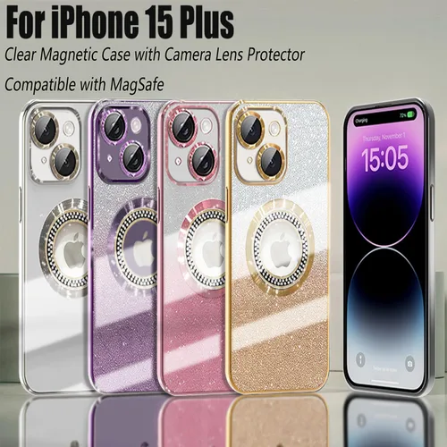 Miniatura 180 de Misscase Funda magnética con purpurina para iPhone 11 compatible con MagSafe, protección completa, delgada, a prueba de golpes, antiarañazos
