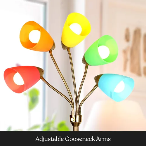 Miniatura 5 de Brightech Medusa - Lámpara de pie LED. Lámpara de pie ajustable con múltiples cabezales para sala de estar, dormitorio o habitación de los niños.
