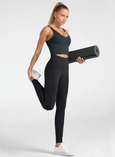 Miniatura 6 de Dragon Fit - Pantalones de yoga de compresión con bolsillos interiores pantalones deportivos de cintura alta con control de abdomen leggings
