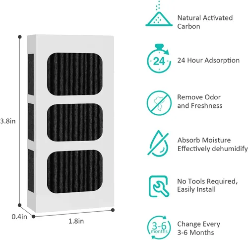 Miniatura 4 de Paquete de 6 filtros de aire de repuesto para refrigerador PAULTRA2, compatible con Frigidaire Pure Air Ultra 2, Pure Air Ultra II, Pureair Ultra II