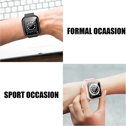 Miniatura 4 de 14 paquetes de fundas para Apple Watch con protector de pantalla de vidrio templado para Apple Watch Series 9/8/7 de 41 mm, Anotch, cubierta 14