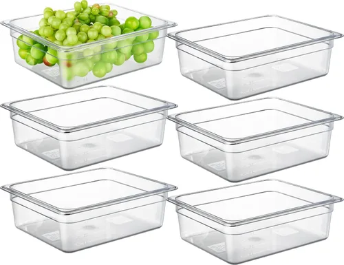 Miniatura 43 de CURTA Paquete de 6 bandejas de comida NSF, tamaño medio de 2 1/2 pulgadas de profundidad, plástico de policarbonato comercial transparente apto
