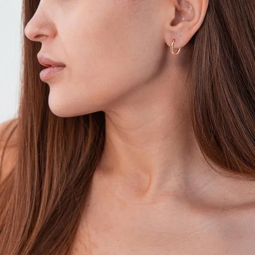Miniatura 2 de Gacimy Aretes de aro de oro para mujer chapados en oro real de 14 quilates con poste de plata de ley 925