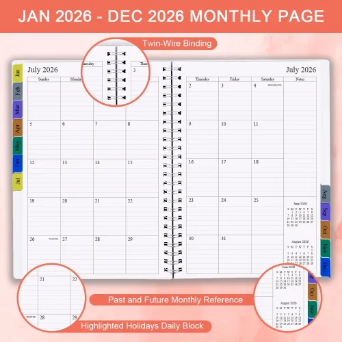 Miniatura 8 de Planificador/Calendario de Bolsillo 2026 - Cuaderno y Diario Organizador Semanal y Mensual A6 para Seguir Objetivos, Fácil de Organizar tu Vida Azul