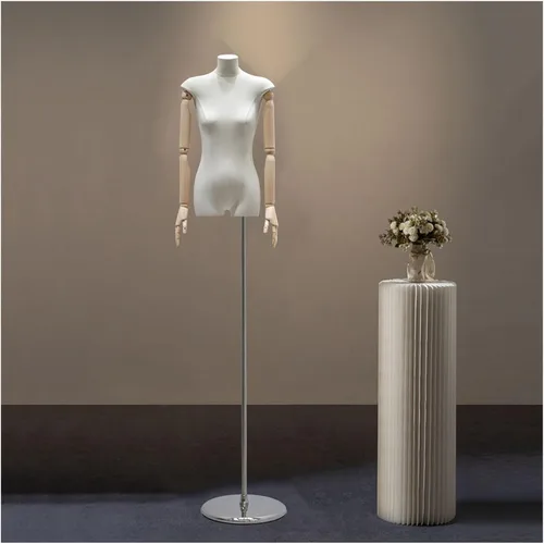 Miniatura 10 de Adjustable Female Mannequin Dress Form - Linen Fabric Torso for Sewing & Display, 66"-91" Height, Anti-Fingerprint Base - Perfect for Tailoring &