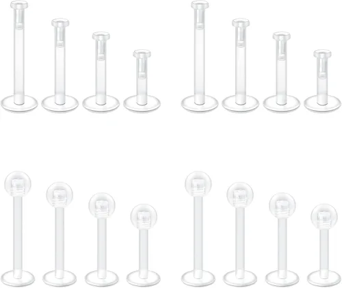 Miniatura 4 de Mayhoop 38 piezas de retenedores de piercing transparentes Bioflex para cirugía, anillos de nariz, anillos de barriga, tabique, cejas, labio