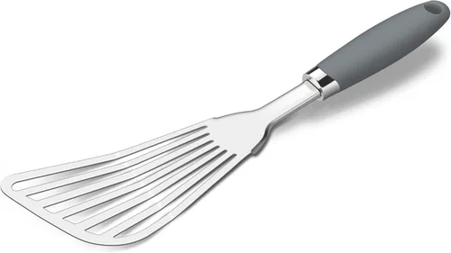 Miniatura 8 de Espátula de pescado de acero inoxidable 304, delgada y flexible ranurada con mango ergonómico antideslizante, espátula de metal para peces, huevos