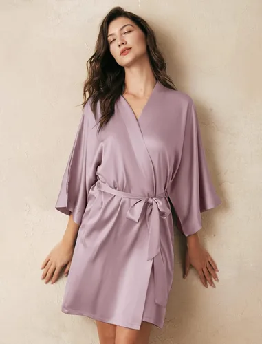Miniatura 4 de AW BRIDAL - Bata estilo kimono de satén para mujer
