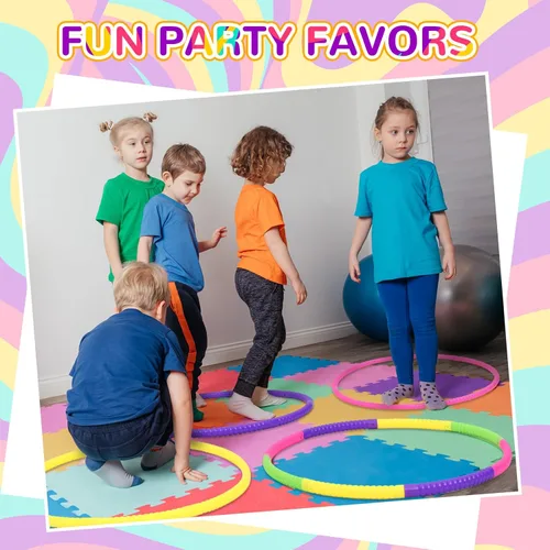 Miniatura 6 de Libima 16 piezas de aro de color de juguete para niños, aros de plástico de colores ligeros desmontables ajustables para juegos de fiesta, baile