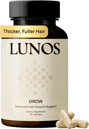 Lunos Grow Hair Growth Supplements - Vitaminas para el cabello de 17 ingredientes para mujeres y hombres con biotina, palma enana americana y