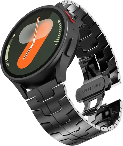 Miniatura 4 de FULLIFE Compatible con Samsung Galaxy Watch 7 6 5 4 FE 1.575 in 1.732 in, correa de metal plegable de acero inoxidable 0.787 in Galaxy Watch 6 Negro