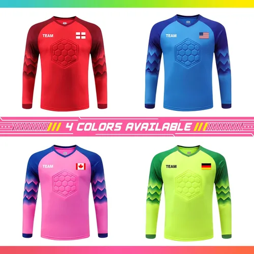 Miniatura 5 de ORYG Camiseta de portero de fútbol acolchada personalizada para niños, jóvenes y adultos con número de nombre