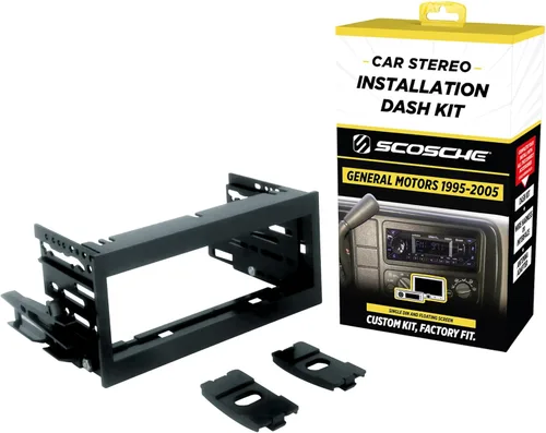 Scosche GM1483B - Kit de tablero DIN individual compatible con selectos camionetas Cadillac, Chevrolet y GMC 1995-05 de tamaño completo, kit de