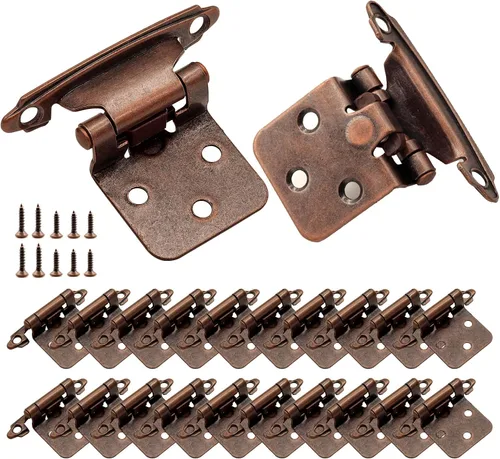 Miniatura 11 de 12 bisagras negras para puerta de gabinete, bisagras de cierre automático de cocina superpuestas de 1/2 pulgada (6 pares)