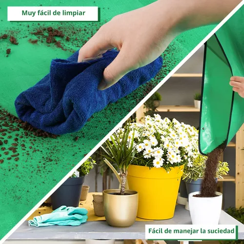 Miniatura 6 de Tapete grande de 39.5" x 31.5" para trasplante de plantas de interior, control de desorden en mesa, bandeja portátil para macetas de jardinero