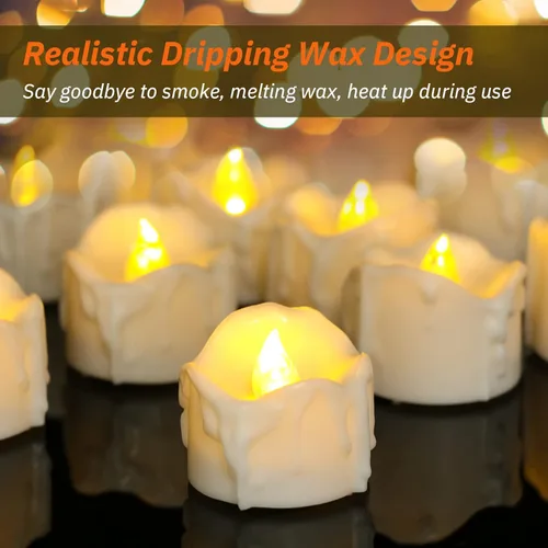Miniatura 3 de PChero Velas de Té con Temporizador, 12 Paquetes de Velas LED sin Llama Parpadeantes Operadas con Pilas, Velas Votivas Eléctricas para Decoraciones