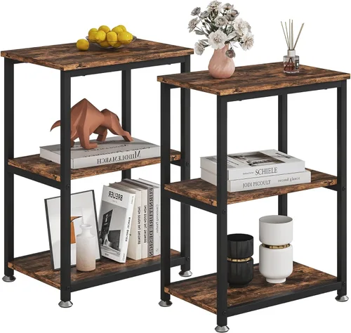 Miniatura 15 de VECELO Tall End Side Table,30" Height Nightstand with 3-Tier Storage Shelf for Living Room Bedroom Office Hallway Study