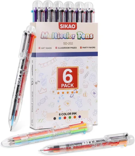 Bolígrafos multicolores: paquete de 6 bolígrafos divertidos de arcoíris, premios para niños, bolsas de regalo, regalos de Navidad y fiesta de