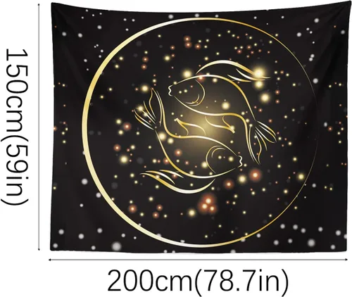 Miniatura 2 de Berkin Arts Tapiz decorativo con constelaciones doradas, signos del zodiaco, símbolos, iconos para colgar en la pared, telón de fondo estético