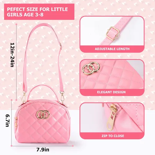 Miniatura 5 de Bolso de niñas pequeñas, juego de maquillaje de simulación para niños de 3-5 y 4-6 años, bolsos para niños con accesorios, bolso de mano rosa, kit