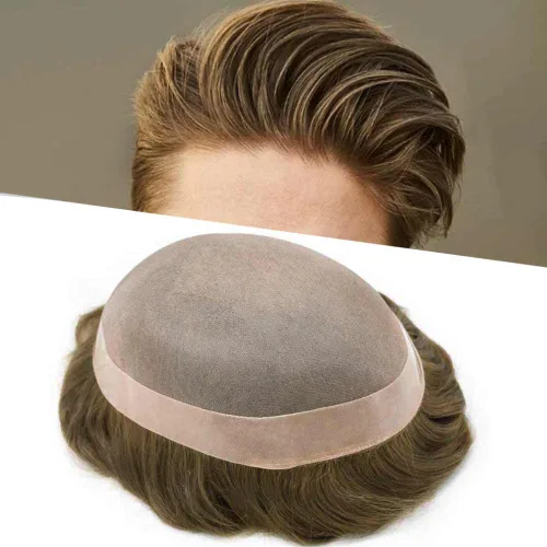 Miniatura 16 de Toupee para hombres sistemas de reemplazo de piezas de cabello humano real, duradero, fino, mono para hombre, tupé, sistema de cabello para hombre