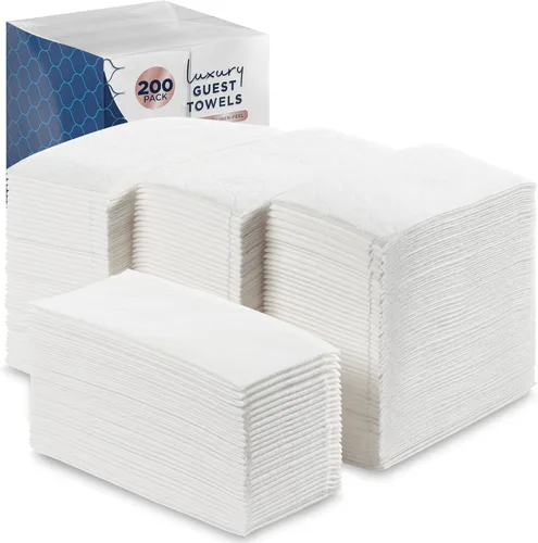 Miniatura 9 de Paquete de 1000 toallas desechables para invitados, servilletas blancas para baño de invitados, toallas de mano desechables de alta resistencia