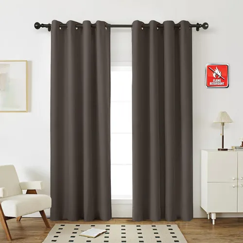 Fcosie Cortinas opacas ignífugas para oscurecer la habitación, 72 pulgadas de ancho por 102 pulgadas de largo, cortina opaca resistente al fuego de