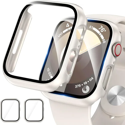 Miniatura 16 de Paquete de 2 fundas para Apple Watch 40mm SE Series 6/5/4/SE 2ª generación con protector de pantalla de vidrio templado, funda protectora completa