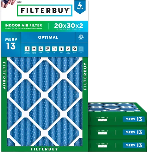 Miniatura 28 de Filterbuy Filtro de aire MERV 13 de 8 x 14 x 1 pulgadas, protección óptima contra el humo y la alergia (paquete de 4), filtros electrostáticos