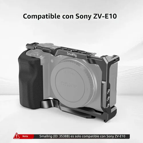 Miniatura 2 de SMALLRIG ZV-E10 Jaula con mango de silicona y agujeros roscados incorporados, zapata fría y placa de liberación rápida para Sony ZV-E10