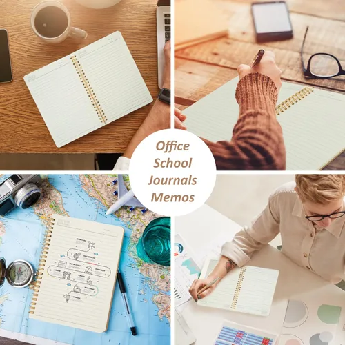 Miniatura 8 de Cuaderno de espiral a rayas, paquete de 6 cuadernos rayados para el trabajo y la escuela, diarios A5 a granel, tapa suave, diario de viaje