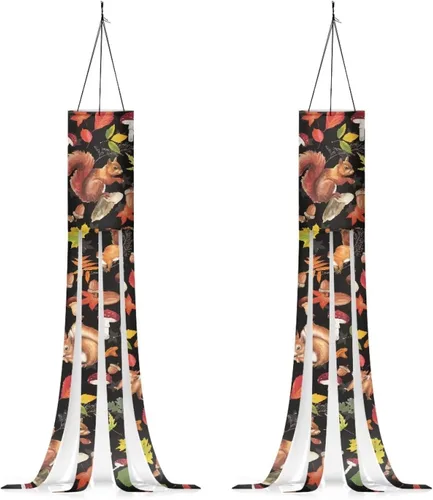 Miniatura 9 de Hojas de arce coloridas de otoño, 2 piezas, manga de viento colgante, ligera, lavable a máquina, tela de poliéster, patio, césped, jardín, árbol