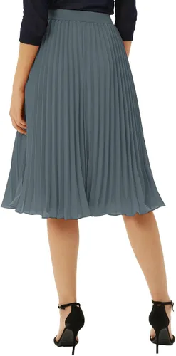 Miniatura 130 de GRACE KARIN - Falda plisada de gasa para mujer, con cintura alta y elástica, vuelo, corte acampanado y longitud por debajo de la rodilla