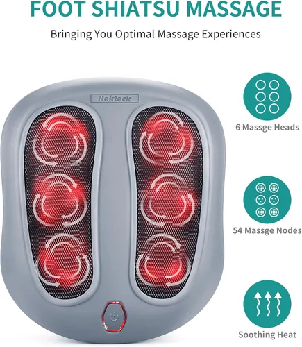 Miniatura 2 de Nekteck Masajeador de cuello y espalda Shiatsu con calor calmante y bolsa de almacenamiento Shiatsu masajeador de pies