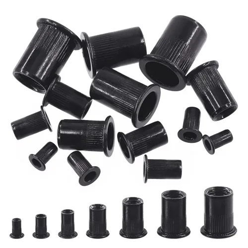Miniatura 9 de Swpeet Kit de 180 tuercas remachadoras de 7 tamaños, UNC 5/32"-32#8-32" #10-24" 1/4"-20 5/16"-18 3/8"-16 1/2"-13, tuerca remachadora de acero al
